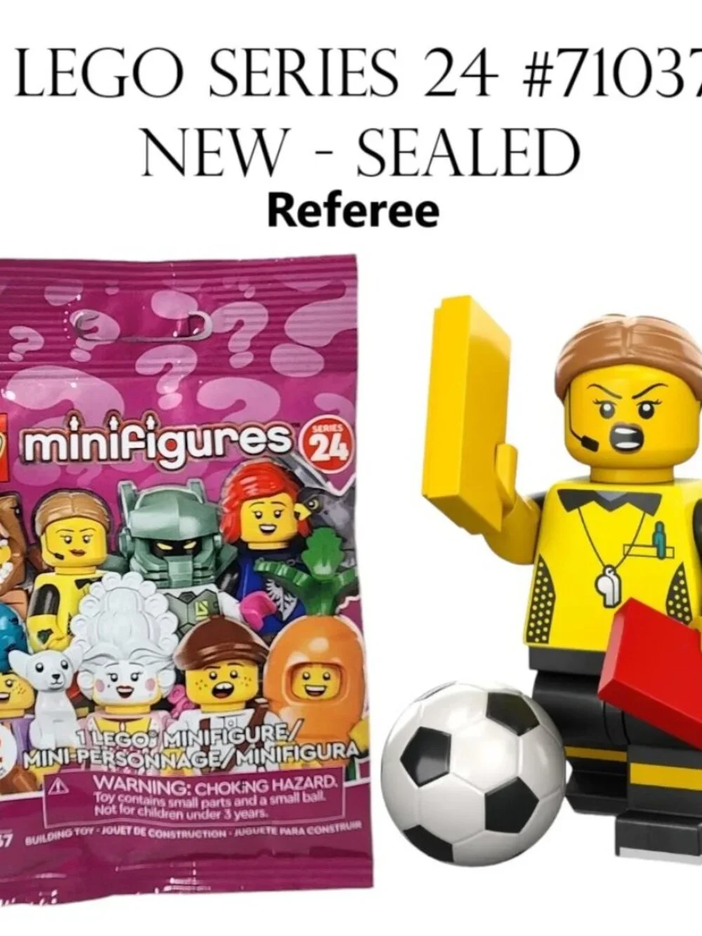 NEW SEALED Lego Series 24 Minifigure 71037 Collectible Football Referee Soccer